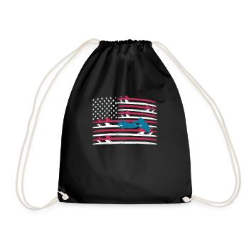 Vintage Surfboard USA Flagge Surfen Wake Surf - Turnbeutel - Schwarz - Vorne