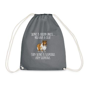Longhair Collie Rough Collie Dog - Drawstring Bag - grey - Front