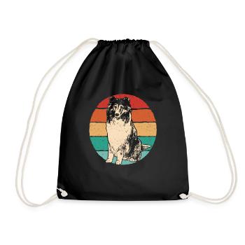 Collie à poil long Collie rugueux Chien - Sac de sport léger - noir - Devant