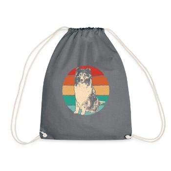 Longhair Collie Rough Collie Dog - Drawstring Bag - grey - Front