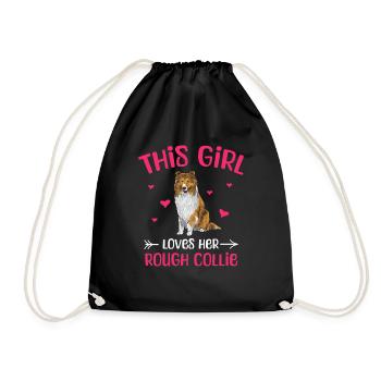 Longhair Collie Rough Collie Dog - Drawstring Bag - black - Front