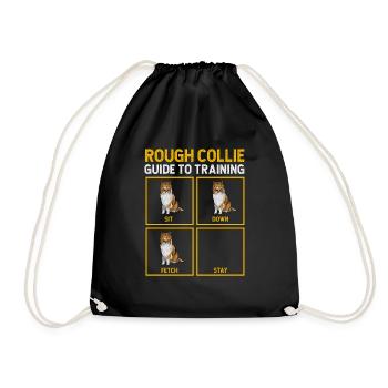 Longhair Collie Rough Collie Dog - Drawstring Bag - black - Front