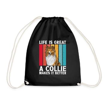 Collie à poil long Collie rugueux Chien - Sac de sport léger - noir - Devant