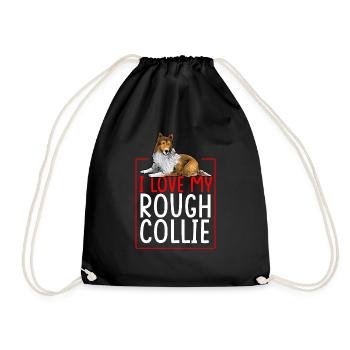 Collie à poil long Collie rugueux Chien - Sac de sport léger - noir - Devant