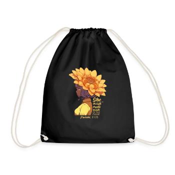Christian Bible Verse Sunflower Religious Proverbs - Drawstring Bag - black - Front