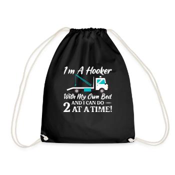 I'm A With My Own Bed Tow Truck Driver Trucking - Drawstring Bag - black - Front