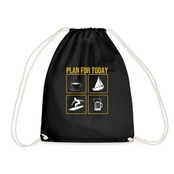 Plan for Today Coffee Boat Wave Wakeboard Beer - Drawstring Bag - black - Front