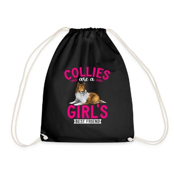 Longhair Collie Rough Collie Dog - Drawstring Bag - black - Front