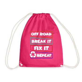 Humorvolle Offroad-Break-It-Out-Door-Motivation - Turnbeutel - Fuchsia - Vorne