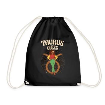Queen Taurus Woman Zodiac Sign Horoscope - Drawstring Bag - black - Front