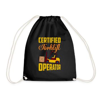 Certified Forklift Operator Lifting Warehouse - Drawstring Bag - black - Front