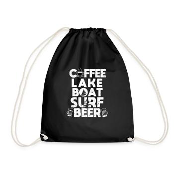 Kaffee See Boot Surf Bier Lustig Wake Surfer Wake - Turnbeutel - Schwarz - Vorne