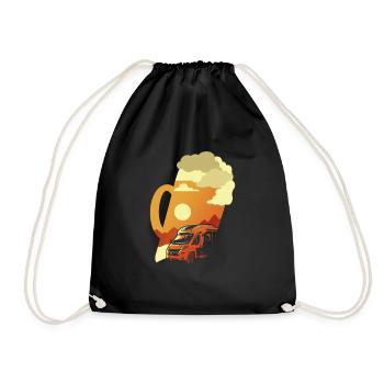Camping camper caravan funny camping - Drawstring Bag - black - Front
