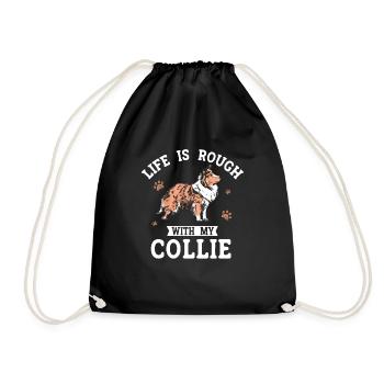 Collie à poil long Collie rugueux Chien - Sac de sport léger - noir - Devant