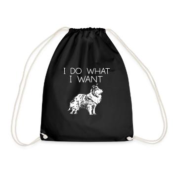 Longhair Collie Rough Collie Dog - Drawstring Bag - black - Front