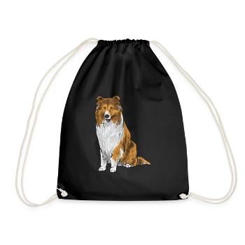Longhair Collie Rough Collie Dog - Drawstring Bag - black - Front