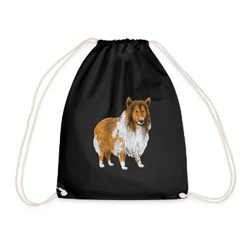Longhair Collie Rough Collie Dog - Drawstring Bag - black - Front
