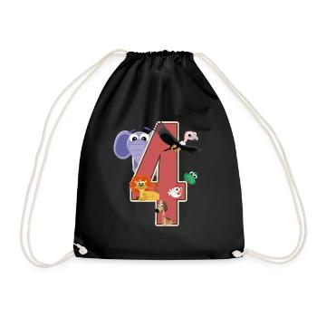 4th Birthday 4 Years Four Young Girls Gift - Drawstring Bag - black - Front
