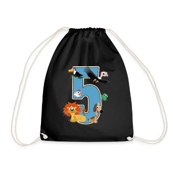 5. Geburtstag 5 Jahre Fünf Junge Mädchen Geschenk - Turnbeutel - Schwarz - Vorne