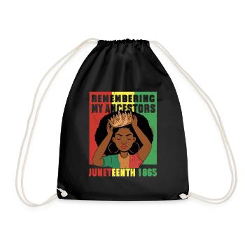Ancestors Juneteenth African Girl Queen - Drawstring Bag - black - Front