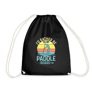 I'd Rather Be On My Paddle Board Stand Up Paddling - Drawstring Bag - black - Front