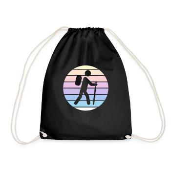 Wandern Hiking Geschenk Sprüche - Turnbeutel - Schwarz - Vorne