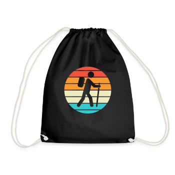 Wandern Hiking Geschenk Sprüche - Turnbeutel - Schwarz - Vorne
