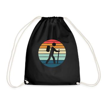 Wandern Hiking Geschenk Sprüche - Turnbeutel - Schwarz - Vorne