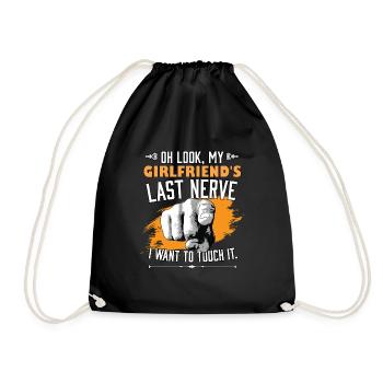Look My Girlfriend's Last Nerve Funny Boyfriend - Drawstring Bag - black - Front