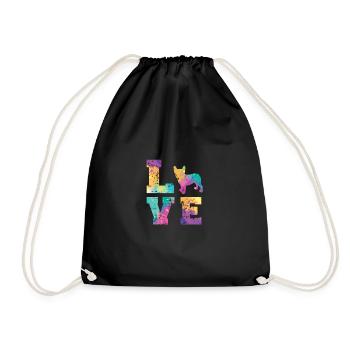 Amour bouledogue français - Sac de sport léger - noir - Devant