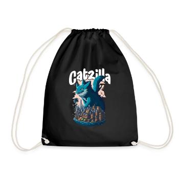 Catzilla Unleashed Funny Cartoon-Style Feline - Turnbeutel - Schwarz - Vorne