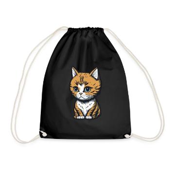 Cool Feline in Shades: Whiskered Purrfection - Turnbeutel - Schwarz - Vorne