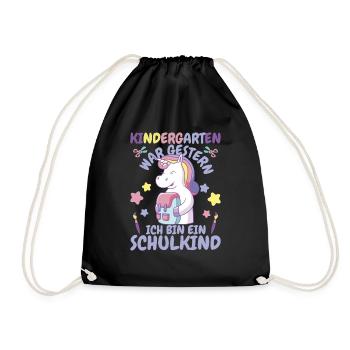 Ich bin ein Schulkind Einhorn - Turnbeutel - Schwarz - Vorne