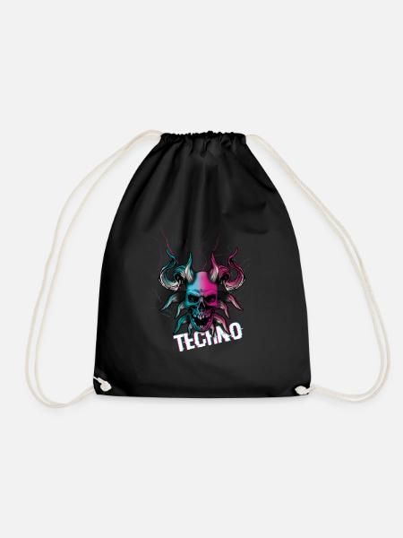 Skull Devil Raver Rave Hard Techno Dark Tekno - Sac de sport léger - noir