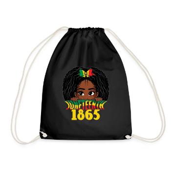 Girl Kids Celebrate Juneteenth Black History - Drawstring Bag - black - Front