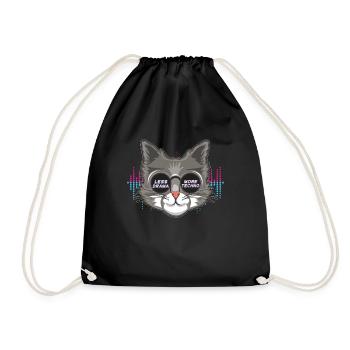 Less Drama DJ Raver Rave Hard Techno Dark Tekno - Drawstring Bag - black - Front