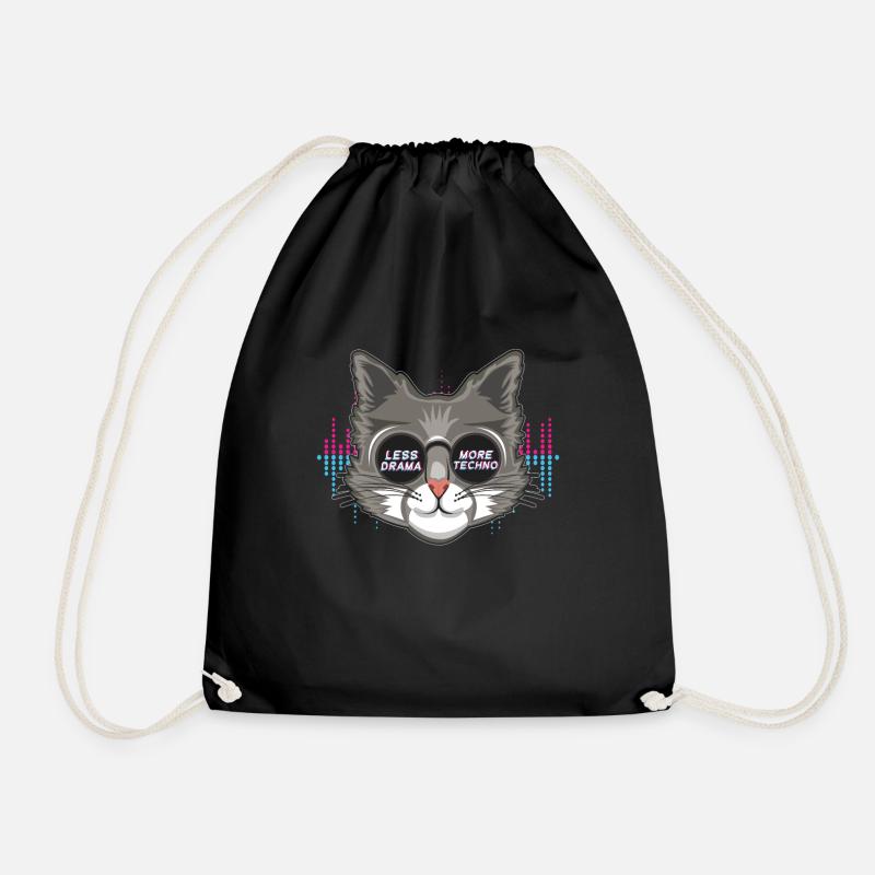 Less Drama DJ Raver Rave Hard Techno Dark Tekno - Drawstring Bag - black