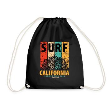 surf california summer time 2023 vintage - Drawstring Bag - black - Front