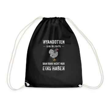Wyandotten Huhn I Henne Ei Hahn Motiv für - Turnbeutel - Schwarz - Vorne