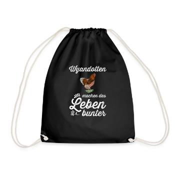 Wyandotten Huhn I Henne Ei Hahn Motiv für - Turnbeutel - Schwarz - Vorne