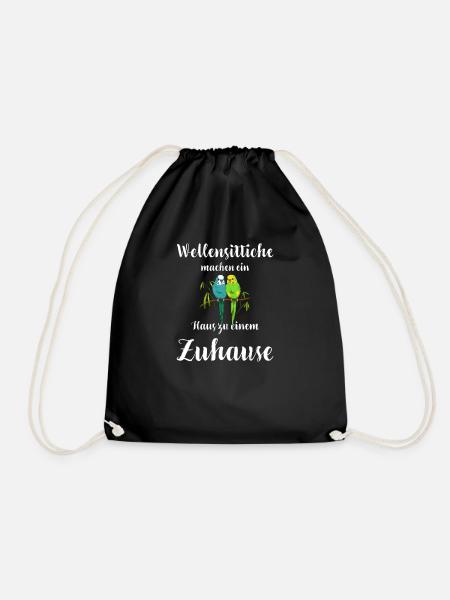 Wellensittich I Sittich Vogel Budgie Motiv für - Turnbeutel - Schwarz