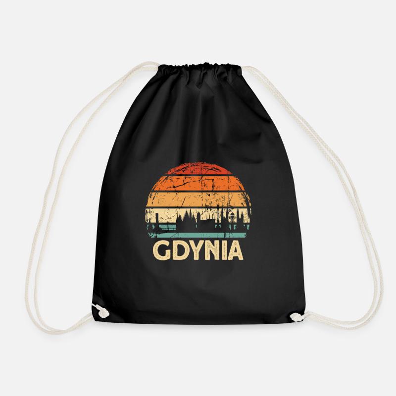 Polen Gdynia Skyline - Turnbeutel - Schwarz