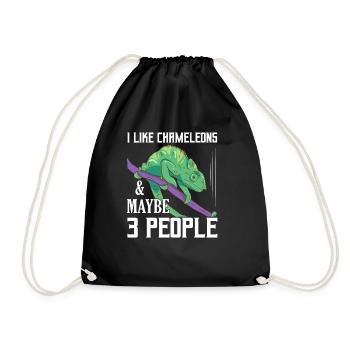 I Like Chameleons & Maybe 3 People Reptile Lizard - Turnbeutel - Schwarz - Vorne