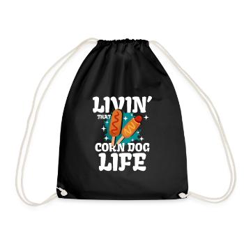 Livin That Corn Dog Life - Drawstring Bag - black - Front