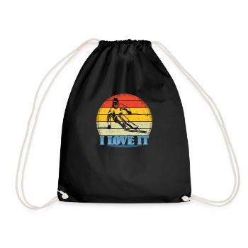 Ski accessories for skiers - Drawstring Bag - black - Front
