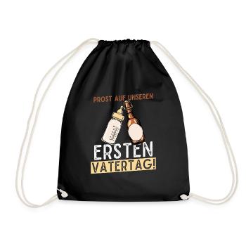 Unser erster Vatertag mit Bier und Milchflasche - Turnbeutel - Schwarz - Vorne