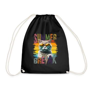 Summerbreak Cool cat with sunglasses in summer - Drawstring Bag - black - Front