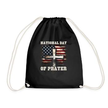 National Day Of Prayer Schrift hell - Turnbeutel - Schwarz - Vorne