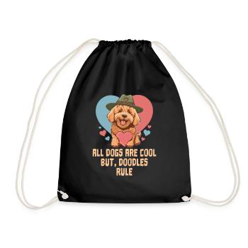 All Dogs Are Cool But Doodles Rule Goldendoodle - Drawstring Bag - black - Front