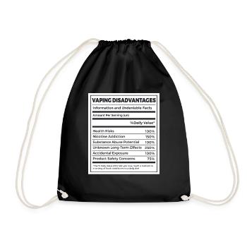 Anti Teen Vaping Non-Smoker Nutritional Facts - Drawstring Bag - black - Front